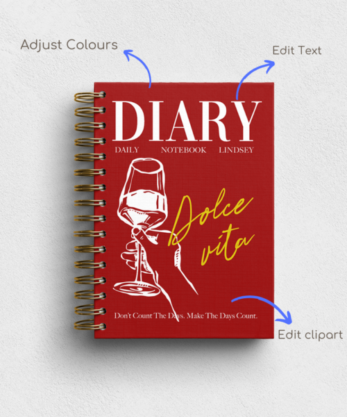 Alternative view of Red Wine Personalised Hardback Notebook - Ruled, Plain or Planner