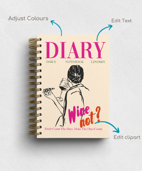 Alternative view of Wine Not Personalised Hardback Notebook - Ruled, Plain or Planner
