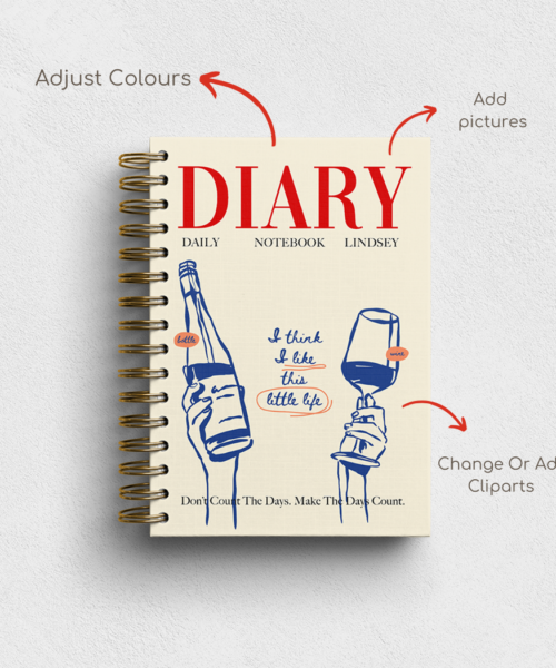 Alternative view of Blue Wine Personalised Hardback Notebook - Ruled, Plain or Planner