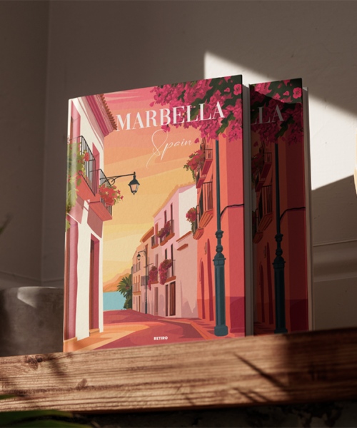 Marbella Retiro photobook cover with stunning views and vibrant scenery