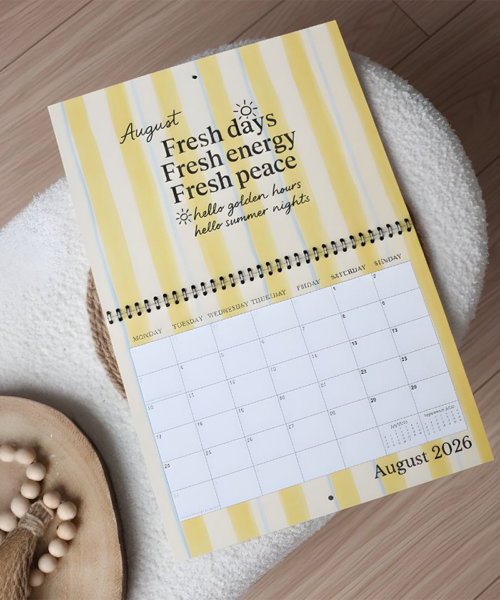 Striped A4 Personalised Landscape Wall Calendar