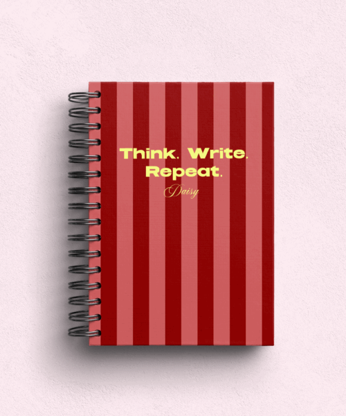 Think. Write. Repeat. Personalised Hardback Notebook - A5 or A6 - Ruled, Plain or Planner